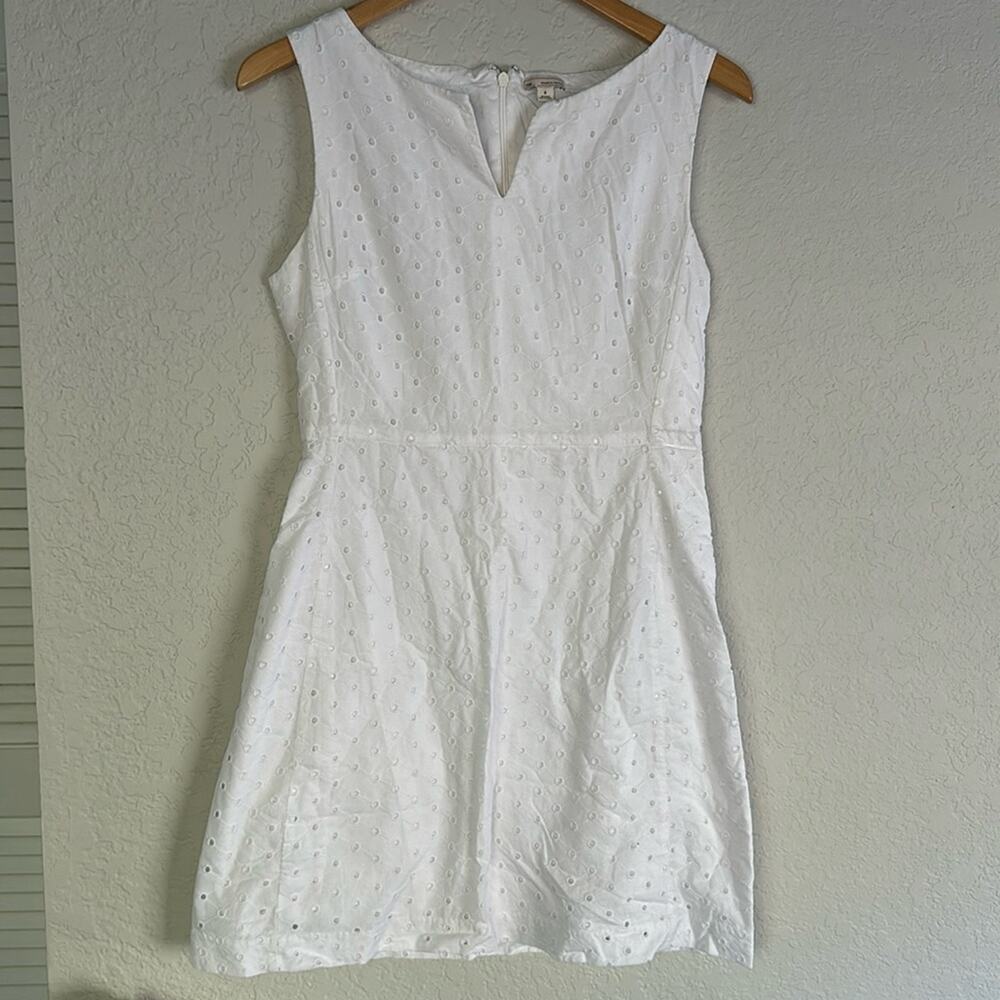Gap White Eyelet Notch Neck Shift Dress Sleeveless Mini Marcy Preppy Graduation